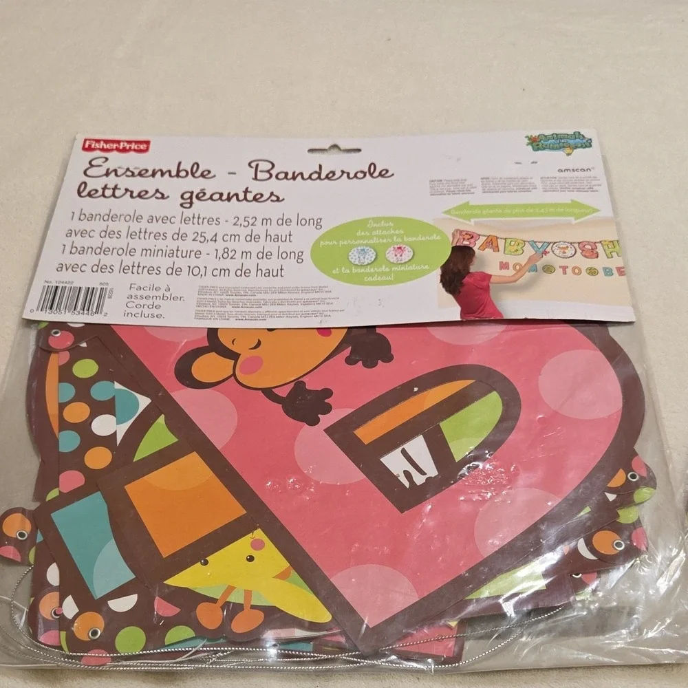 amscan Jumbo Letter Banner Kit & Balloons Baby Shower Fisher-Price Rainforest